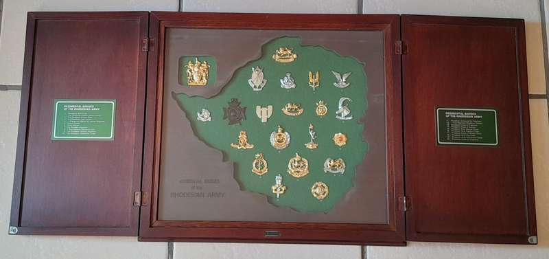 Rhodesian Army Collector's Badge Set in Cabinet.  Ltd Edition. No. 469/1000.