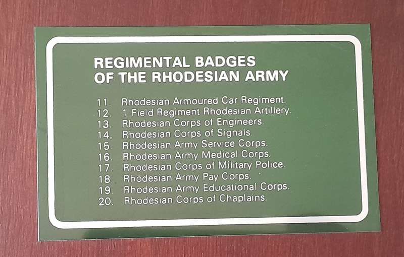 Rhodesian Army Collector's Badge Set in Cabinet.  Ltd Edition. No. 469/1000.