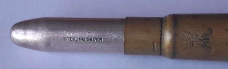 WW1 Princess Mary Christmas 1914 Gift Fund Silver Top Bullet Pencil.