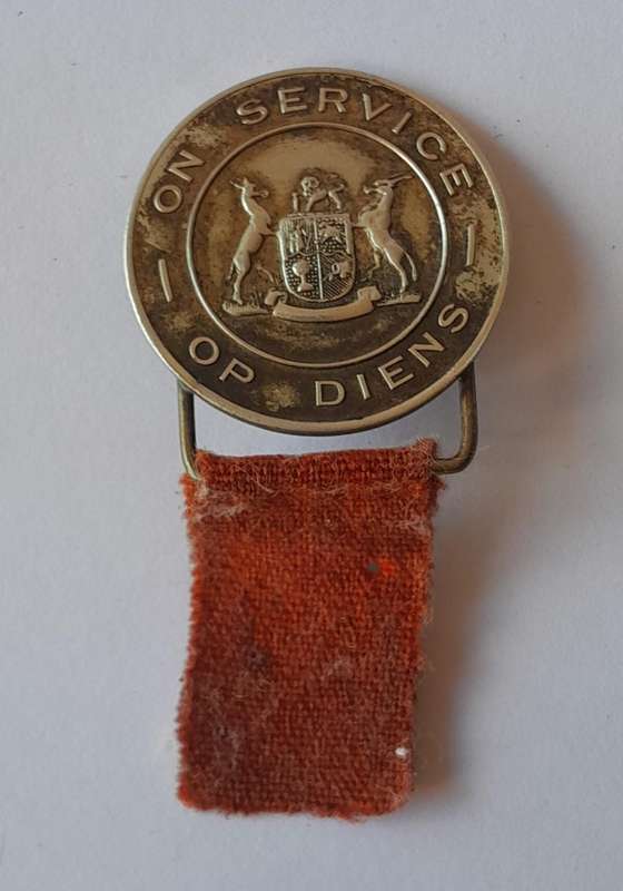 WW2 SA On Service/ Op Diens Badge.
