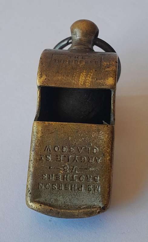 Boer War Cape Government Railways Military Issue Whistle. McPherson Brothers, Glasgow.