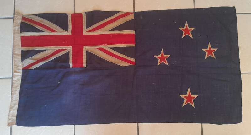 WW1-WW2 Era New Zealand Cotton Flag. Stamped "ENSIGN". 1.32 x 65cm