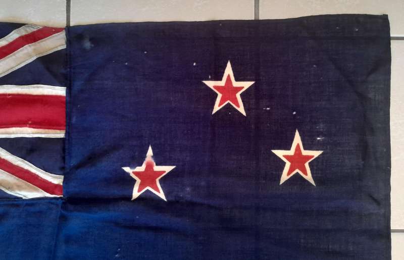 WW1-WW2 Era New Zealand Cotton Flag. Stamped "ENSIGN". 1.32 x 65cm