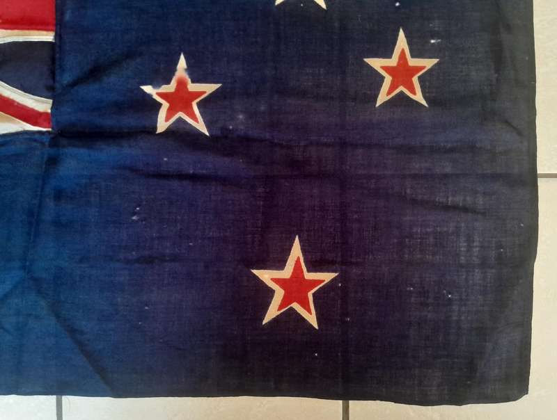 WW1-WW2 Era New Zealand Cotton Flag. Stamped "ENSIGN". 1.32 x 65cm