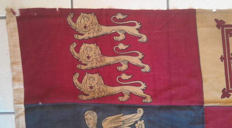 WW1-WW2 Era British Royal Standard Cotton Flag. Barnes & Co. London. 1.36m x 70cm.