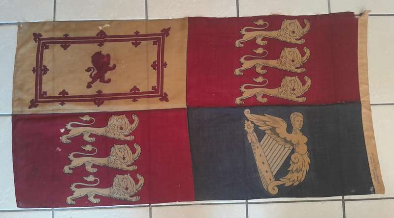 WW1-WW2 Era British Royal Standard Cotton Flag. Barnes & Co. London. 1.36m x 70cm.