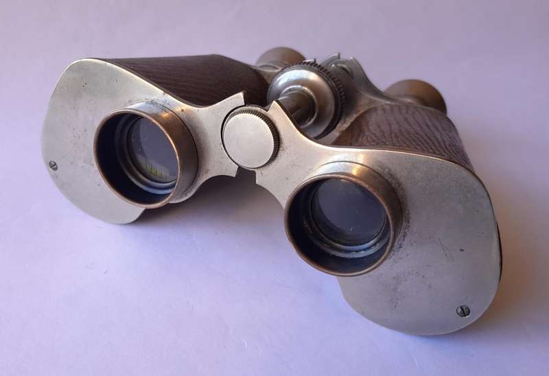 Antique Pair Leather And Chrome Double Telescope Binoculars.  Probably French.  Working.