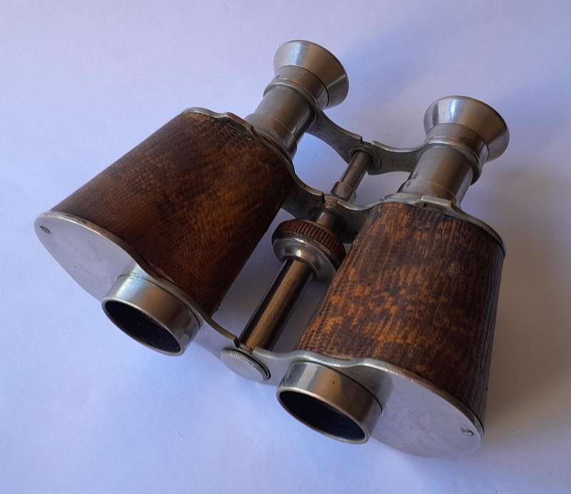 Antique Pair Leather And Chrome Double Telescope Binoculars.  Probably French.  Working.