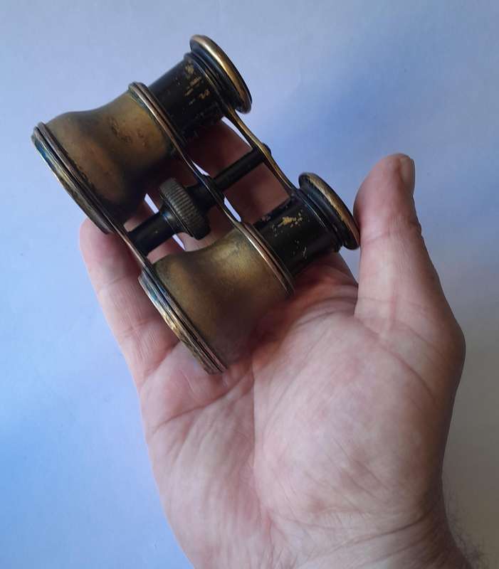 Pair Antique Brass French Opera Binoculars.