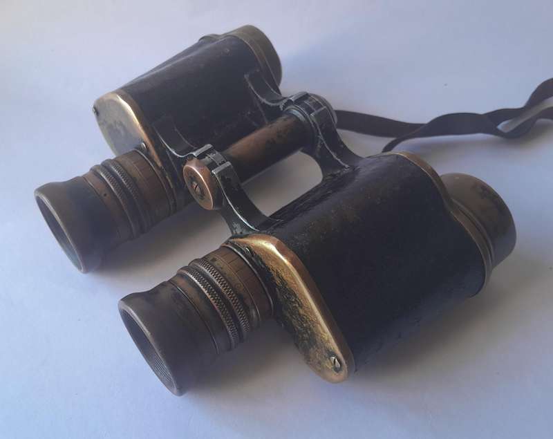 WW1 Hunsicker & Alexis, Paris Roof Prism Binoculars.  War Office Stamped.