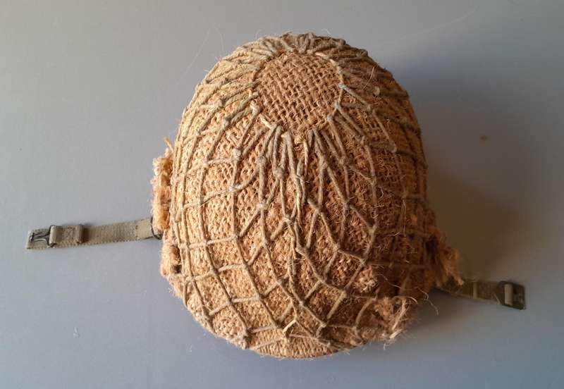 1970 SADF Border War Staaldak Helmet with Full Bush Camo and Inner.  C.J. Fuchs Ltd.
