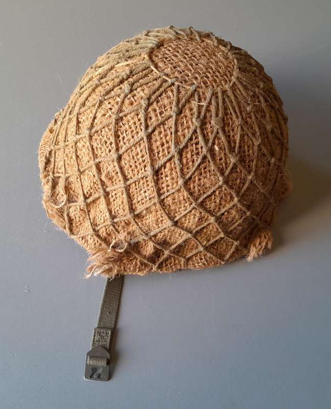 1970 SADF Border War Staaldak Helmet with Full Bush Camo and Inner.  C.J. Fuchs Ltd.