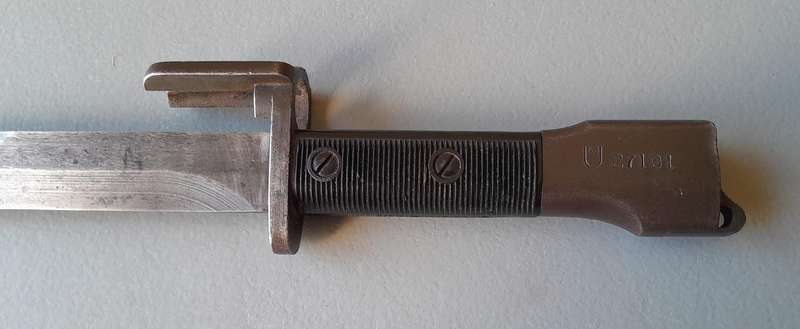 SADF / SAP M1 FN-FAL Type-A Knife Bayonet with Metal Scabbard.  No. 27101.