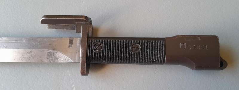 SADF / SAP M1 FN-FAL Type-A Knife Bayonet with Metal Scabbard.  No. 22281.