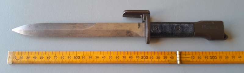 SADF / SAP M1 FN-FAL Type-A Knife Bayonet with Metal Scabbard.  No. 22281.
