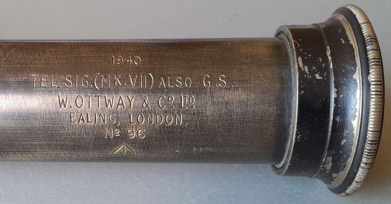 WW2 1940 Tel.Sig. (MK VII) Rare Full Metal Telescope.  Ottway & Co.  85cm. Extraordinary Condition.