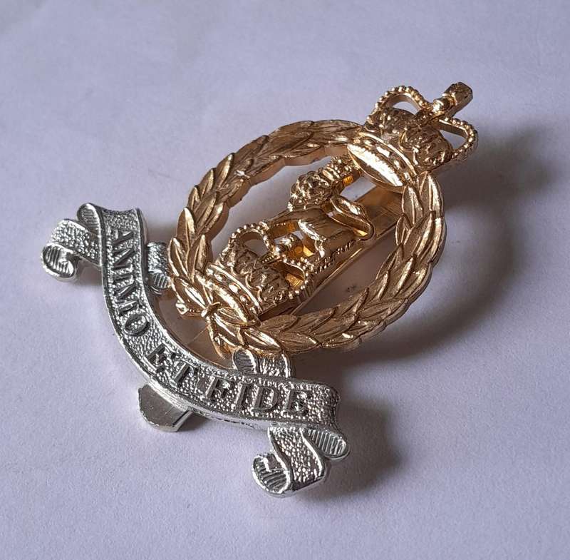British Adjutant Generals Corps Anodised Aluminium Cap Badge By Firmin.  Slider Intact.