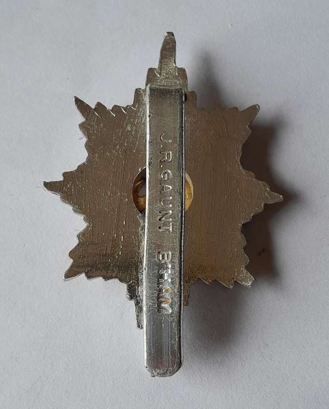 Worcester & Sherwood Foresters Anodised Aluminium Cap Badge.  JR Gaunt.  Slider Intact.