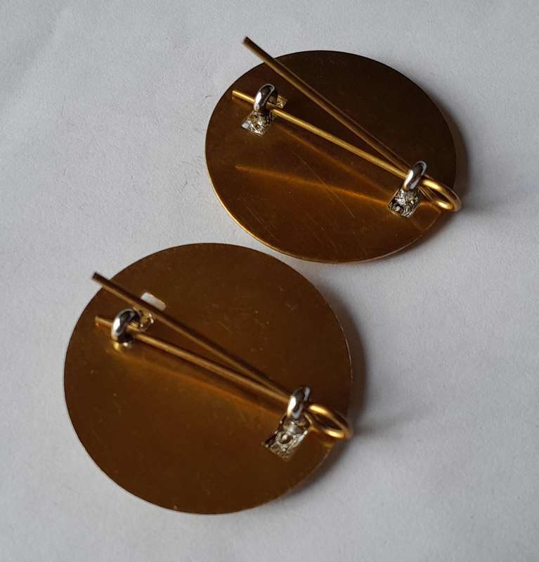 Pair Ministry of Defence Police Anodised Aluminium Collar Badges with Backplates.