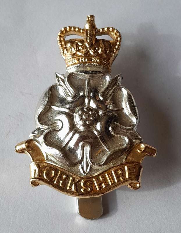 Yorkshire Brigade Anodised Aluminium Badge by Firmin.  Bent Slider Intact.