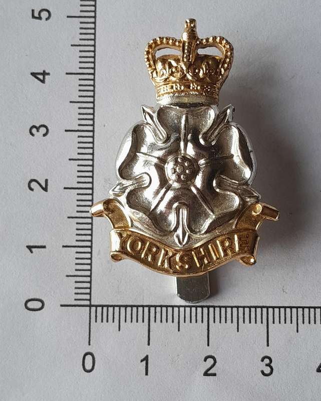 Yorkshire Brigade Anodised Aluminium Badge by Firmin.  Bent Slider Intact.