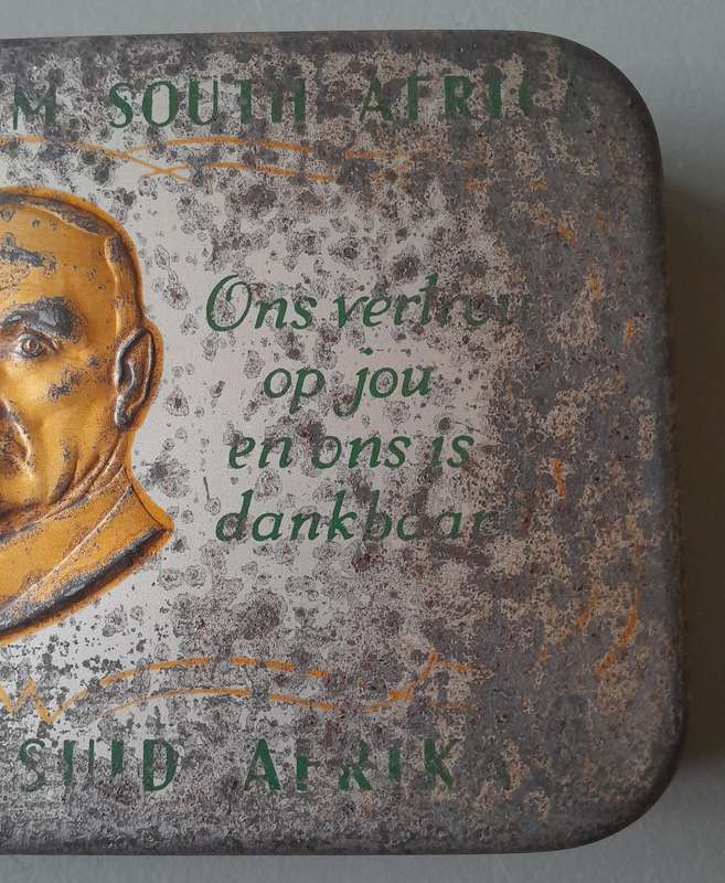 WW2 1940 Gift Tin To SA Troops From Jan Smuts. 18 x 11.5cm.