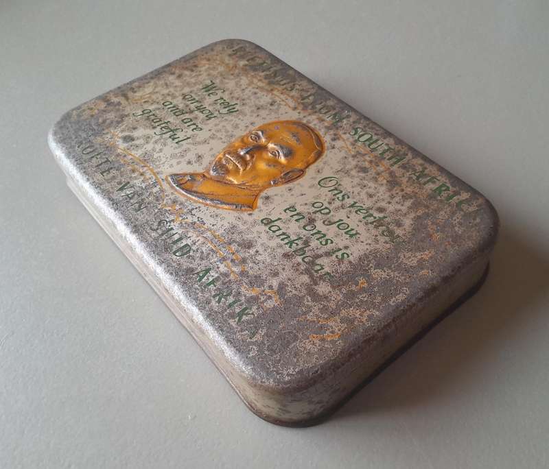 WW2 1940 Gift Tin To SA Troops From Jan Smuts. 18 x 11.5cm.