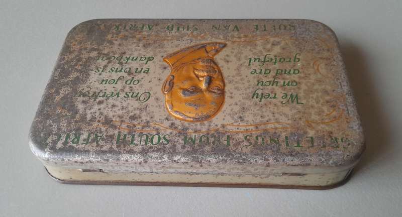 WW2 1940 Gift Tin To SA Troops From Jan Smuts. 18 x 11.5cm.