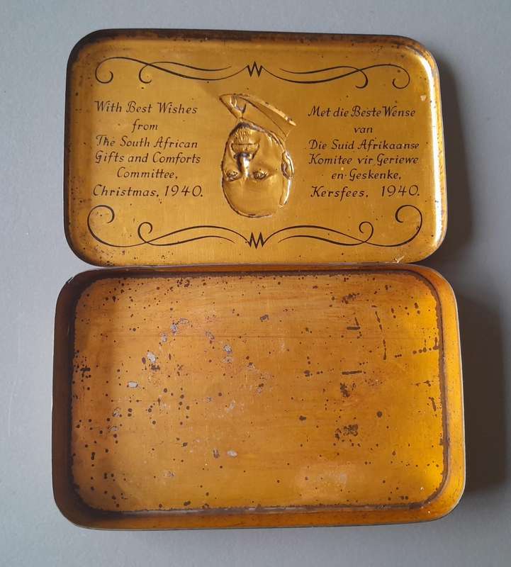 WW2 1940 Gift Tin To SA Troops From Jan Smuts. 18 x 11.5cm.