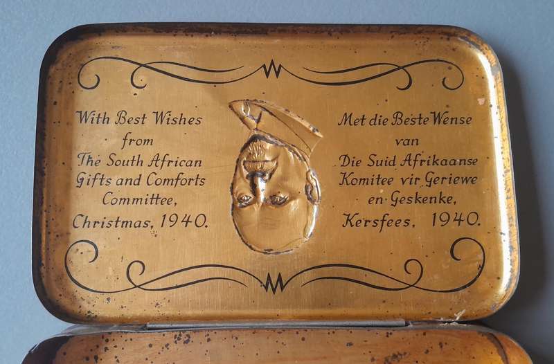 WW2 1940 Gift Tin To SA Troops From Jan Smuts. 18 x 11.5cm.