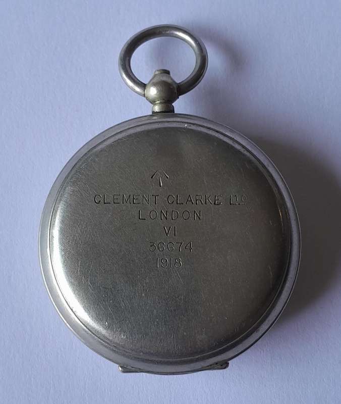 WW1 1918 Officer's Aviation Pocket Compass. Clement Clarke Ltd, London. Working.