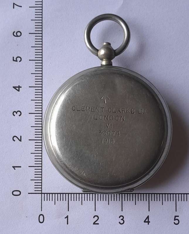 WW1 1918 Officer's Aviation Pocket Compass. Clement Clarke Ltd, London. Working.
