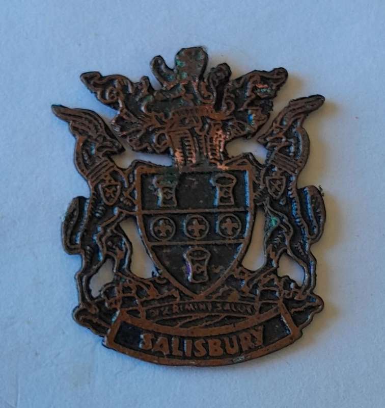 Rare Vintage Rhodesian "Salisbury" Metal Badge.