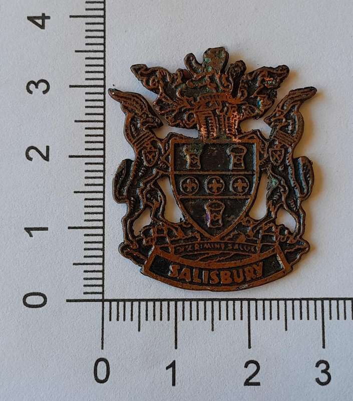 Rare Vintage Rhodesian "Salisbury" Metal Badge.
