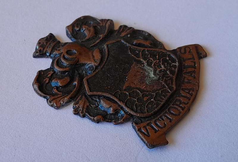 Rare Vintage Rhodesian "Victoria Falls" Metal Badge.