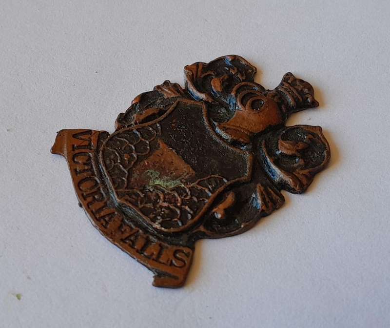 Rare Vintage Rhodesian "Victoria Falls" Metal Badge.
