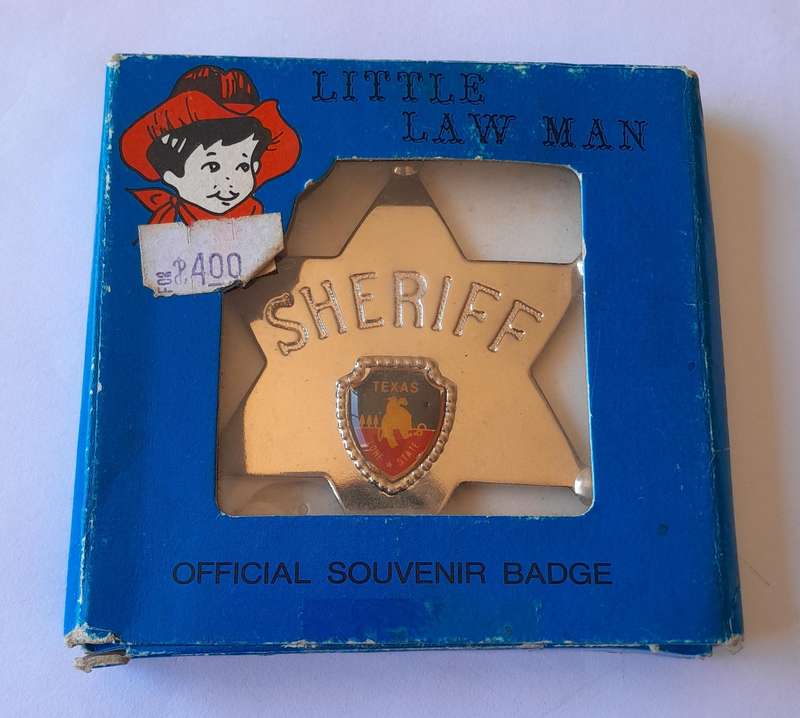 Vintage "Little Law Man" Texas Sheriff Badge.  Original Packaging.