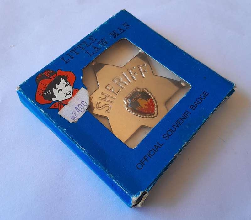 Vintage "Little Law Man" Texas Sheriff Badge.  Original Packaging.
