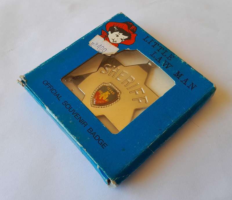 Vintage "Little Law Man" Texas Sheriff Badge.  Original Packaging.