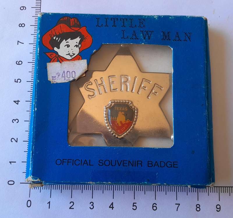 Vintage "Little Law Man" Texas Sheriff Badge.  Original Packaging.