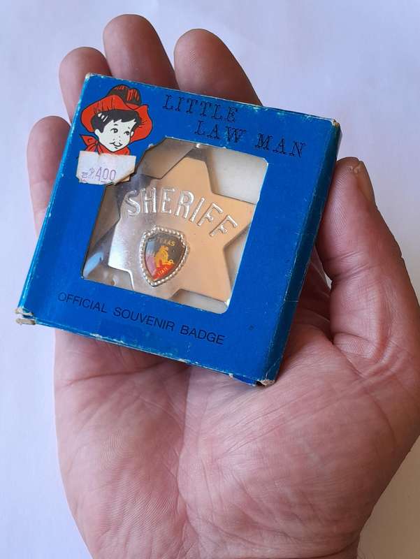 Vintage "Little Law Man" Texas Sheriff Badge.  Original Packaging.