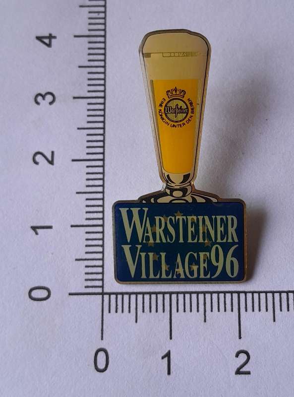 Vintage Warsteiner Village 96 Beer Enamel Beer Badge.
