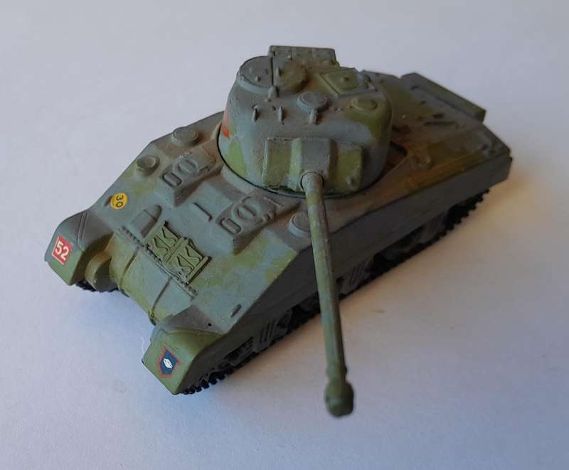 Vintage WW2 Sherman Firefly.  Hand-Painted (Plastic).  10.5cm.  Swiveling Turret.
