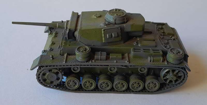 Vintage WW2 Panzer III.  Hand-Painted (Plastic).  8.5cm.  Swiveling Turret.