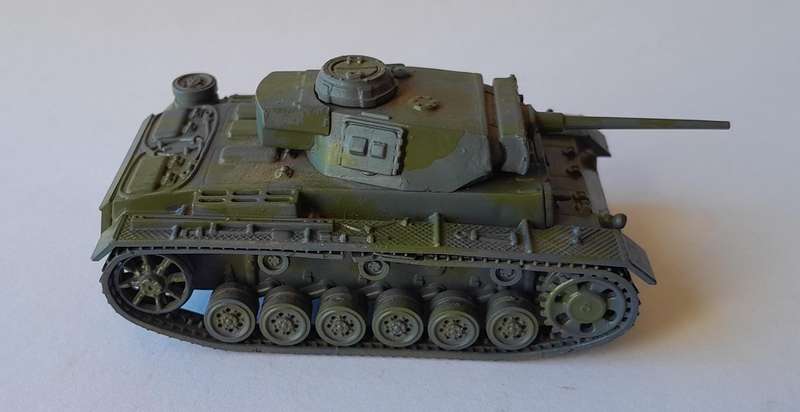 Vintage WW2 Panzer III.  Hand-Painted (Plastic).  8.5cm.  Swiveling Turret.