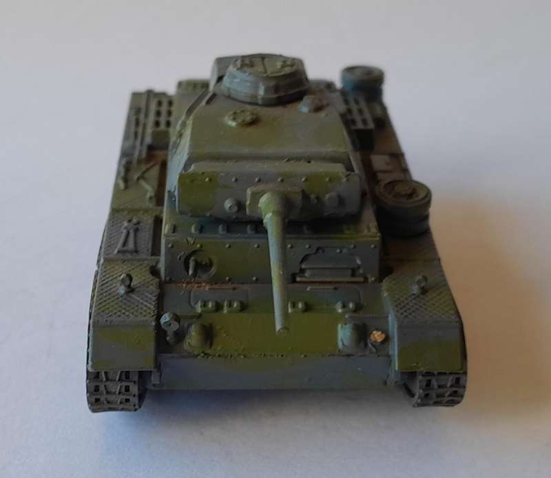 Vintage WW2 Panzer III.  Hand-Painted (Plastic).  8.5cm.  Swiveling Turret.