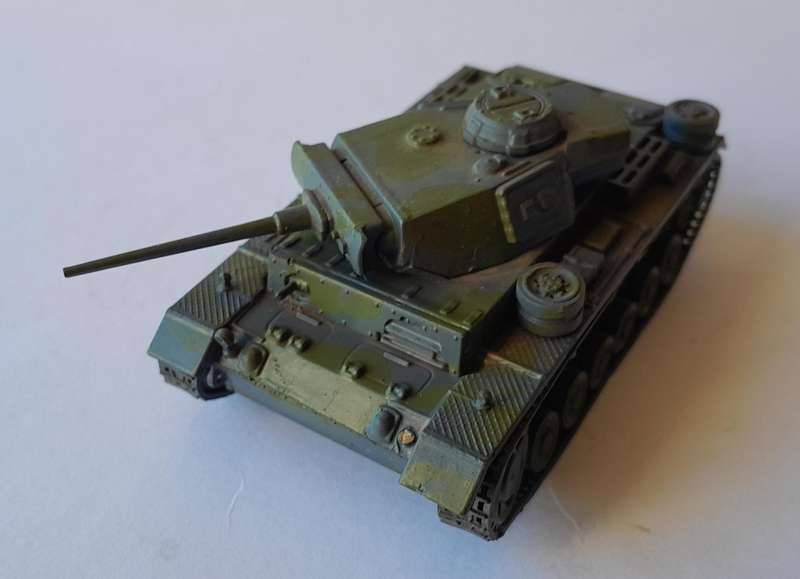 Vintage WW2 Panzer III.  Hand-Painted (Plastic).  8.5cm.  Swiveling Turret.