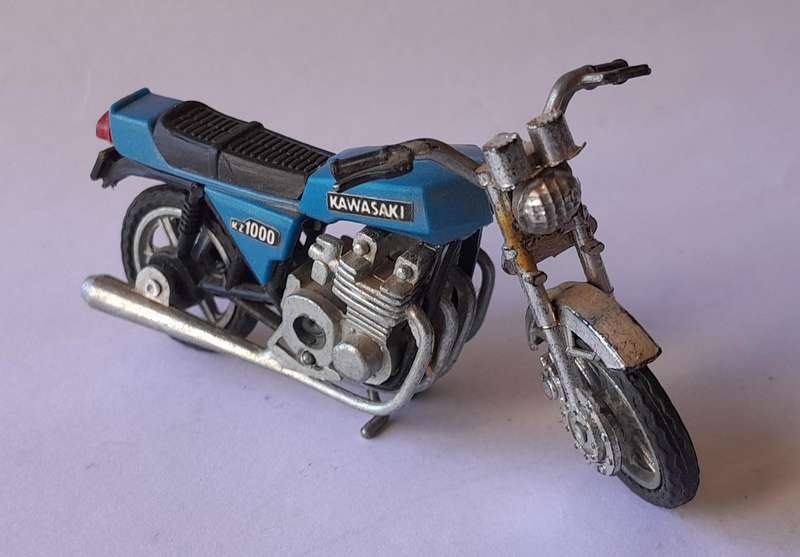Rare Vintage Blue Ridge Riders Die-Cast Kawasaki KZ1000.  8cm