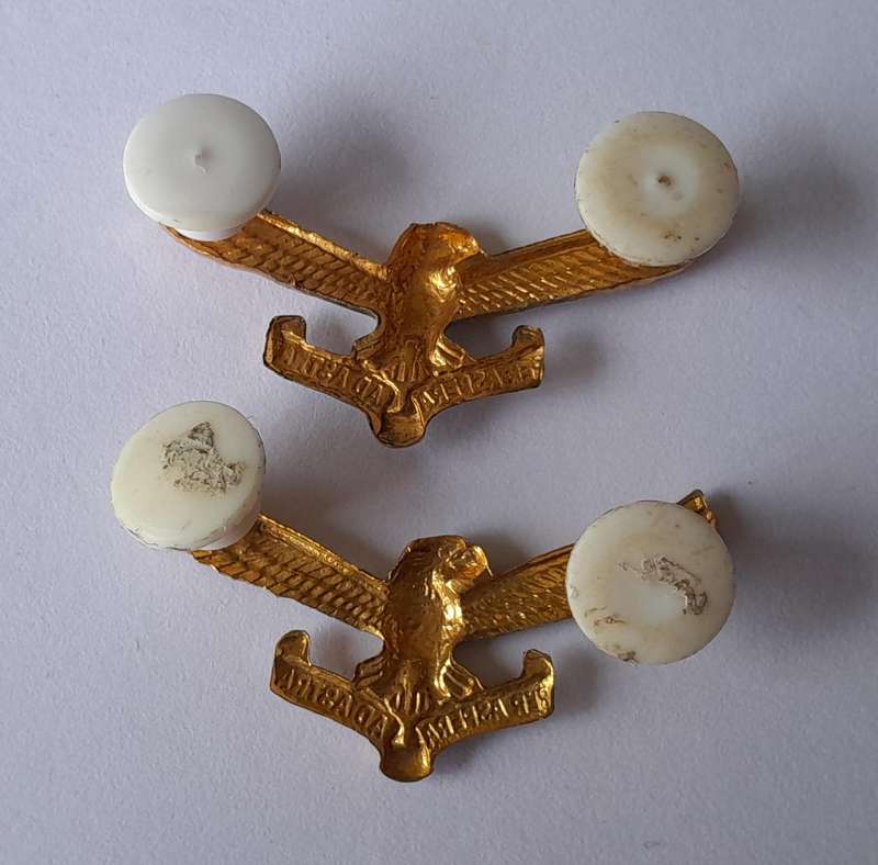 Pair SA Air Force Collar Badges.  Pins Intact.