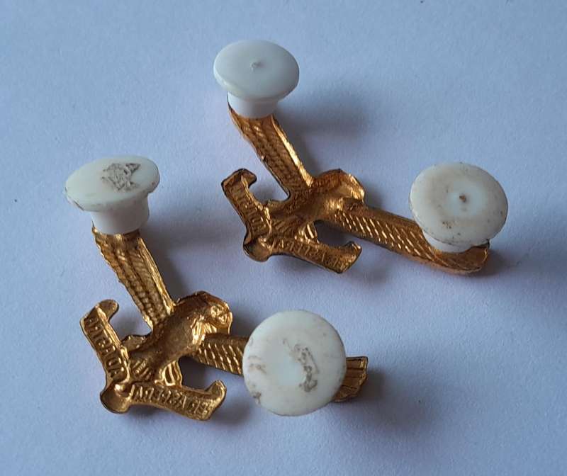 Pair SA Air Force Collar Badges.  Pins Intact.